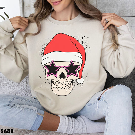 SANTA SKELETON SWEATSHIRT *PINK SUNGLASSES*