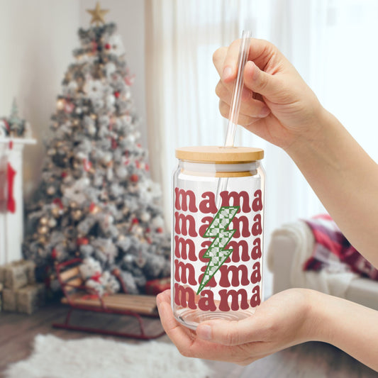 MAMA CHRISTMAS BOLT GLASS CUP